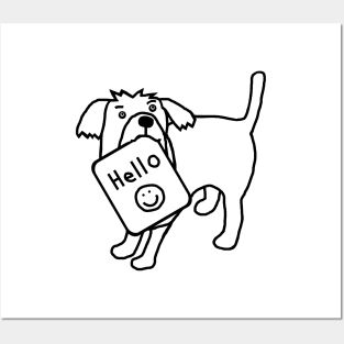 Cute Dog Says Hello Outline Posters and Art